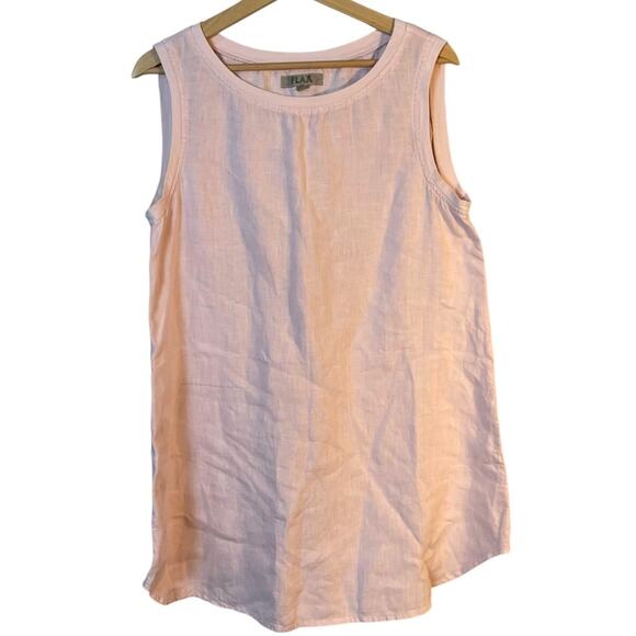 FLAX Light Pink 100% Linen Tunic Top Light Pink SZ SMALL A-Line Swing Longline - Picture 1 of 7